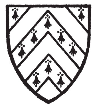 Bir cheveron üç arasında gules çizim veya illüstrasyon oyma altın, vintage çizgi sheaves Ermine Peyteven delik.