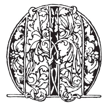 Gotik bir mektupta M çizim veya illüstrasyon oyma uncial, vintage çizgi