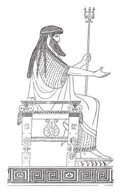 Yunan tahta, vintage illüstrasyon kazınmış. Antik antika aile-1881, özel hayatı