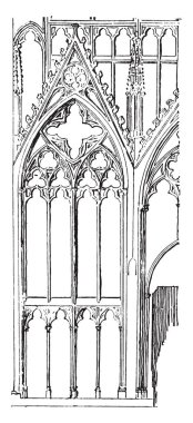 Duvar Traceries olduğunu transept Meaux Katedrali, çeşitli şablonları, olağanüstü arıtma, vintage çizgi çizme veya oyma illüstrasyon Detaylı kroki.
