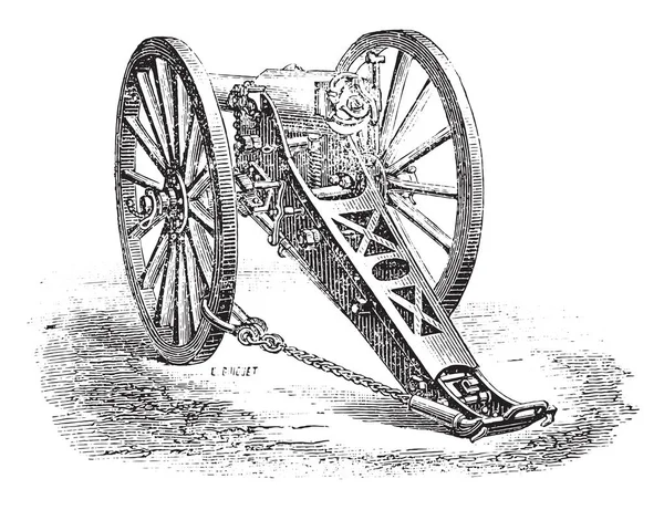 Cannon 80Mm Berg Modell 1878 Vintage Ingraverad Illustration Industriella Encyklopedi — Stock vektor