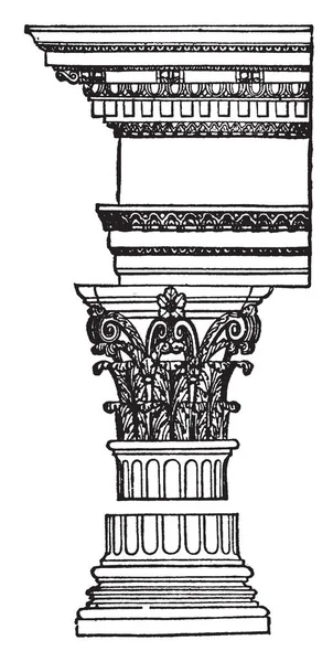 Ordre Corinthien Commun Aux Romains Temple Podium Comparable Vienne Colonne — Image vectorielle