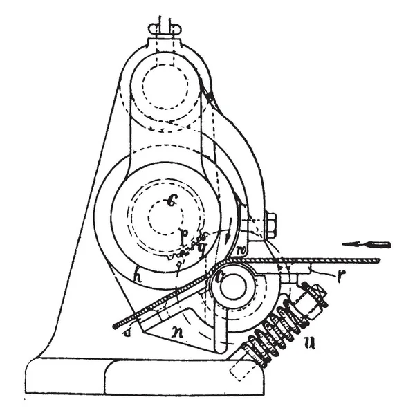 Иллюстрация Представляет Ленту Режущей Машины Приводные Ролики Приводятся Движение Ручной — стоковый вектор