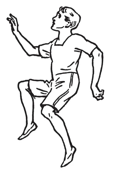 Иллюстрация Прыжков Высоту Рисунок Винтажной Линии Гравировка — стоковый вектор