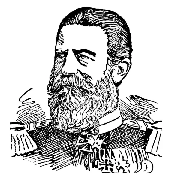 Frédéric Iii 1831 1888 Empereur Allemand Roi Prusse Dessin Trait — Image vectorielle