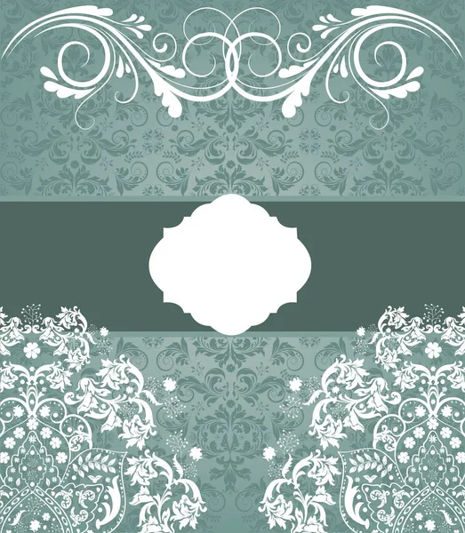 Вінтажна Листівка Запрошення Вишуканим Ретро Абстрактним Квітковим Дизайном Білими Квітами — стоковий вектор