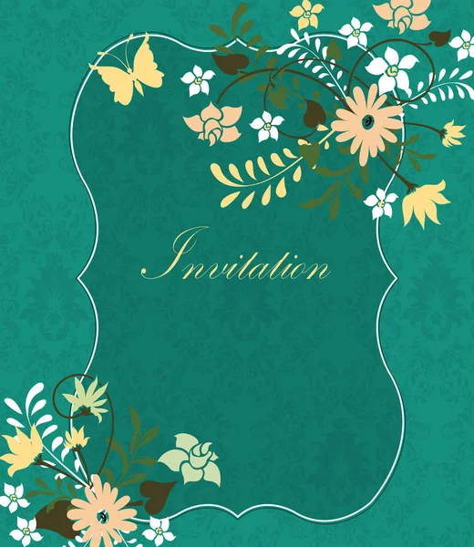 Vector Invitation Template Floral Elements — Stock Vector