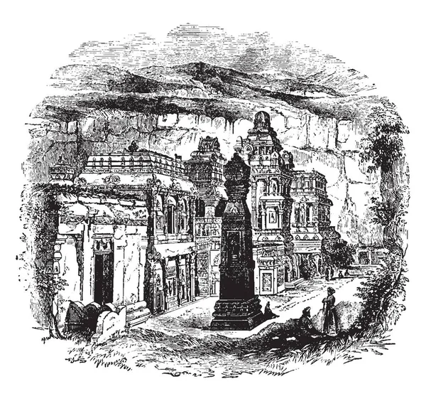 Зображення Гімалаїв Бачив Зображення Shivasankara Kailas Храму Деякі Ченці Видається — стоковий вектор