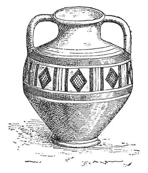 Gallo-Roman vase earth, vintage engraved illustration
