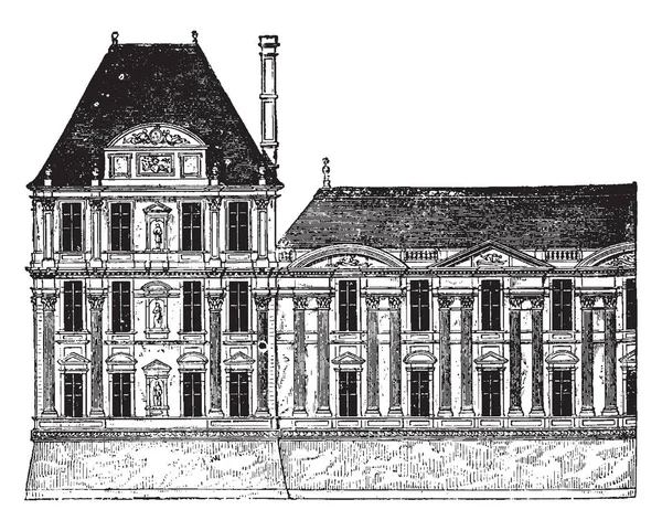 Flore Pavilion Och Del Galleriet Louvren Louvren Eller Fantastiska Louvren — Stock vektor