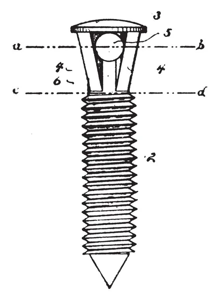 Esta Ilustración Representa Tornillo Autorroscante Que Condujo Material Relativamente Suave — Vector de stock