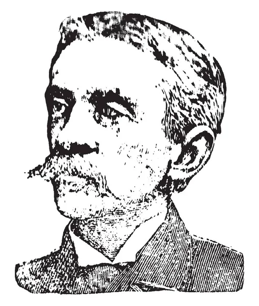 Francis Stockton 1834 1902 Bir Amerikalı Yazar Humourist Vintage Çizgi — Stok Vektör