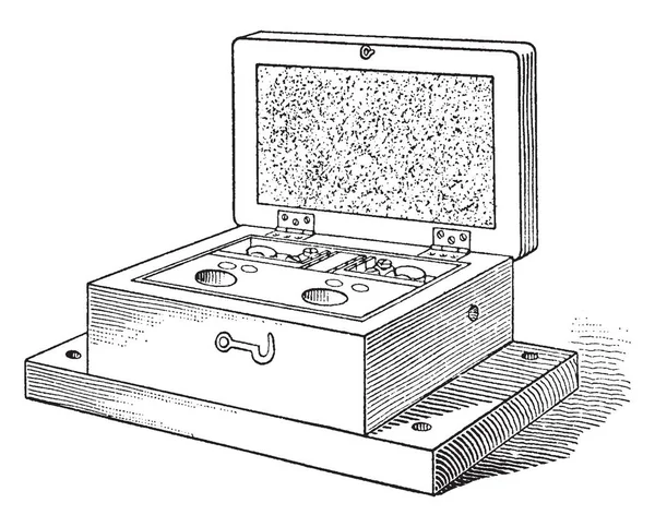 用于为无轨电车供电的西屋保险丝盒 复古线条画或雕刻插图的保险丝盒 — 图库矢量图片
