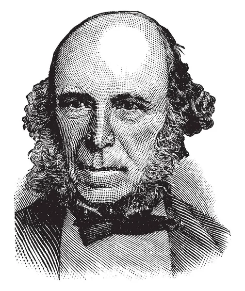 허버트 Spencer 1820 1903 철학자 생물학자 인류학자 사회학자 그리고 빅토리아 — 스톡 벡터