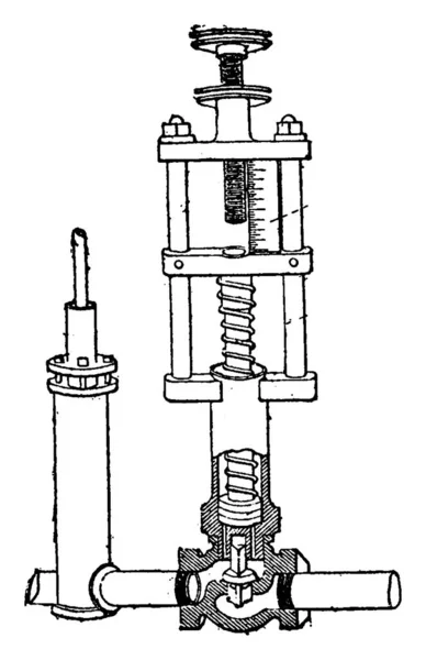 電源レギュレータ ポンプ氏ハイラム ビンテージの刻まれた図です 産業百科事典 1875 — ストックベクタ