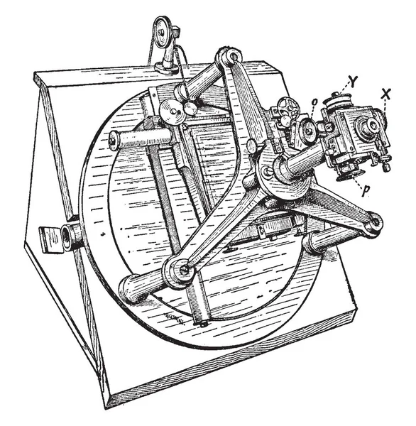 Ілюстрація Являє Собою Вимірювальну Машину Мікрометра Малювання Вінтажної Лінії Або — стоковий вектор
