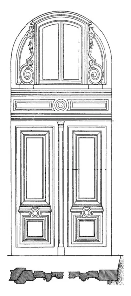Дверь Мезонином Винтажная Гравированная Иллюстрация Индустриальная Энциклопедия Лами 1875 — стоковый вектор