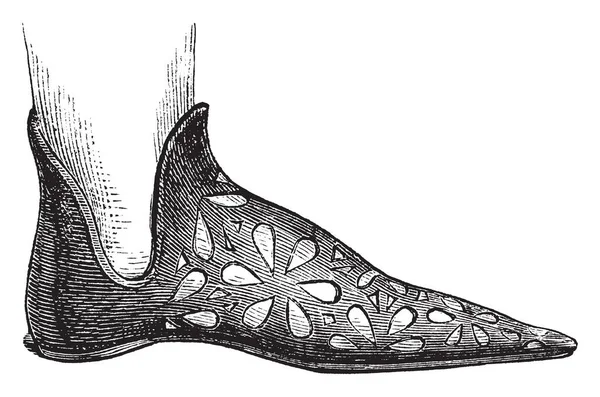 Chaussure Est Dessin Xive Siècle Dessin Ligne Vintage Une Illustration — Image vectorielle