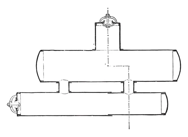 Chaudières Section Longitudinale Illustration Gravée Vintage Encyclopédie Industrielle Lami 1875 — Image vectorielle