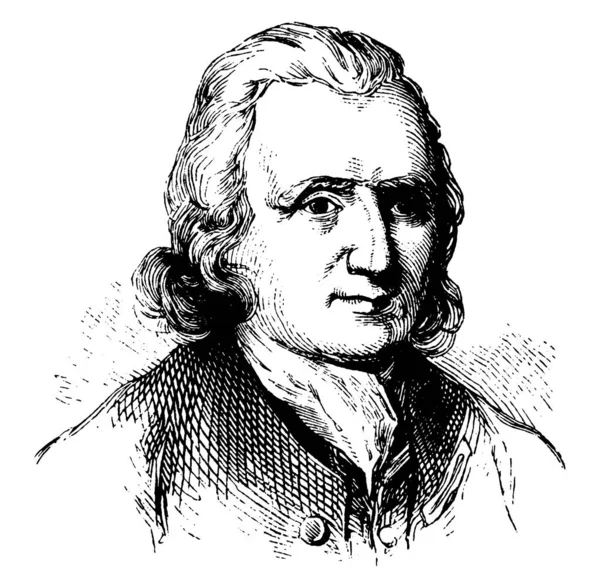 医生卡德瓦拉德科尔登 1688 1776 他是一个医生 自然科学家 和中尉州长为纽约省 复古线条画或雕刻插图 — 图库矢量图片