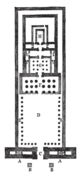 Храм Edfu План Стародавнього Єгипетського Храму Другий Величиною Храм Єгипті — стоковий вектор