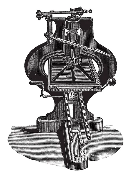 Esta Ilustración Representa Cómo Trabajar Stanhope Press Dibujo Líneas Vintage — Vector de stock