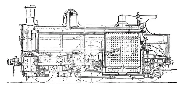 Compuesto Locomotora Del Webb Sección Longitudinal Ilustración Grabada Vintage Enciclopedia — Archivo Imágenes Vectoriales