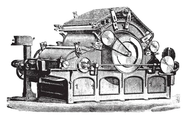 Esta Ilustración Representa Máquina Cardar Plana Que Utiliza Para Proceso — Vector de stock