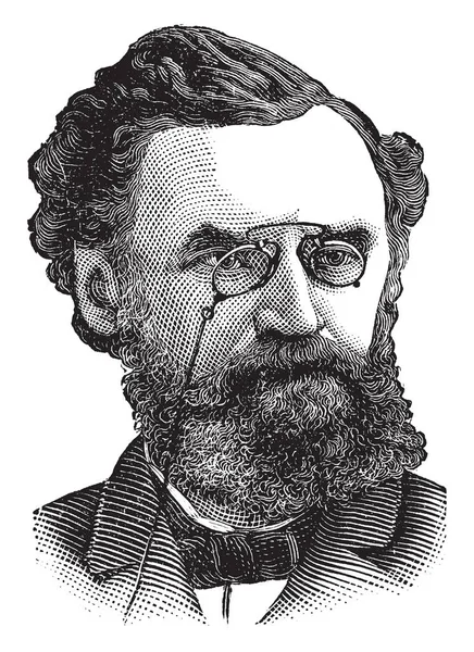 卡尔舒尔茨 1829 1906 他是一个美国政治家 和改革者 复古线画或雕刻插图 — 图库矢量图片