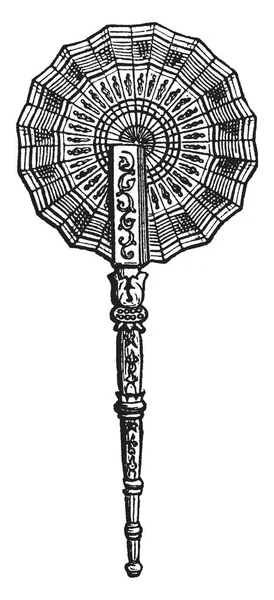 在这张图片中 一个蒙斯特伦斯是一种装置 用于罗马天主教 旧天主教 圣公会和路德教会 以显示神圣的主机 复古线条绘图或雕刻插图 — 图库矢量图片