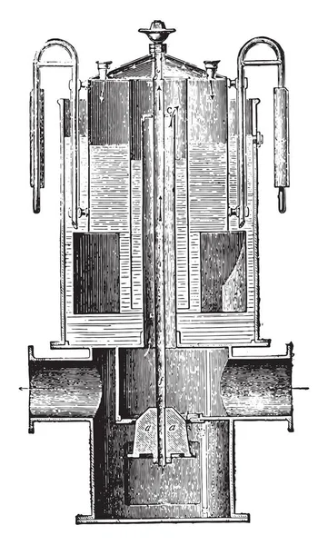 Control Emisiones Ilustración Grabada Vintage Enciclopedia Industrial Lami 1875 — Archivo Imágenes Vectoriales