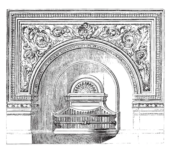 火格子が不可欠燃料が燃え 灰パンと横バー ビンテージ線画または彫刻イラストです — ストックベクタ