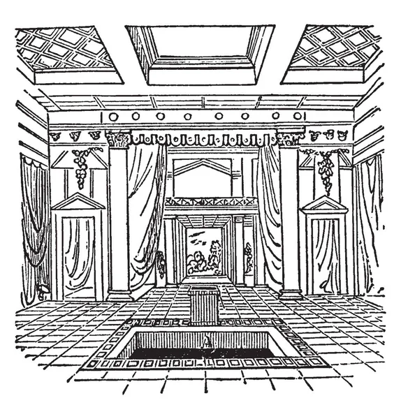 Impluvium Uma Parte Arquitetura Romana Antiga Pertence Bacia Átrio Hall —  Vetores de Stock