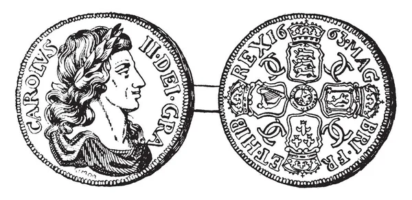 Corona Plata Carlos Que Fue Rey Inglaterra Entre 1649 1651 — Vector de stock