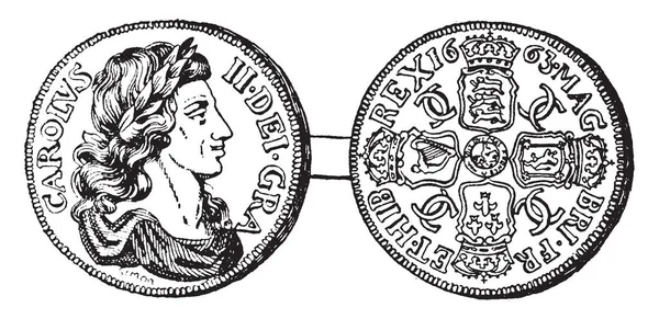 Couronne Argent Charles Qui Fut Roi Angleterre Entre 1649 1651 — Image vectorielle