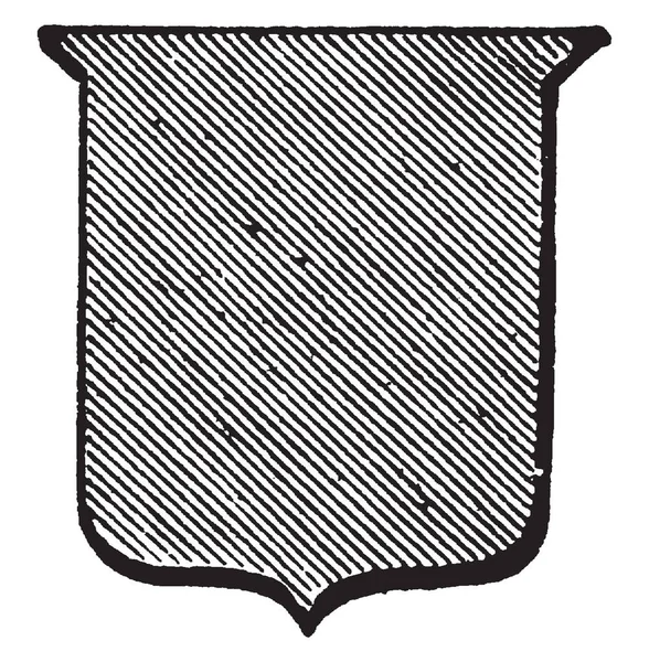 Vert Shield São Verdes Representados Escudo Desenho Linha Vintage Gravura — Vetor de Stock