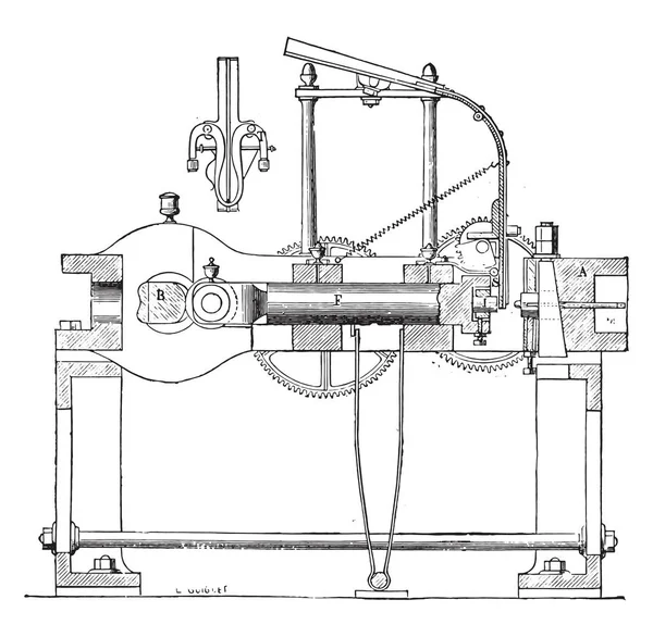 ヴィンテージ機械張りの爪を作り イラストを刻印しました 産業百科事典 1875 — ストックベクタ