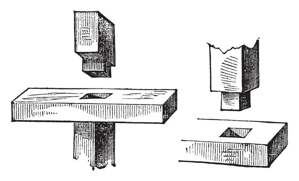 Questa Illustrazione Rappresenta Mortising Che Viene Utilizzato Tagliare Fori Quadrati — Vettoriale Stock