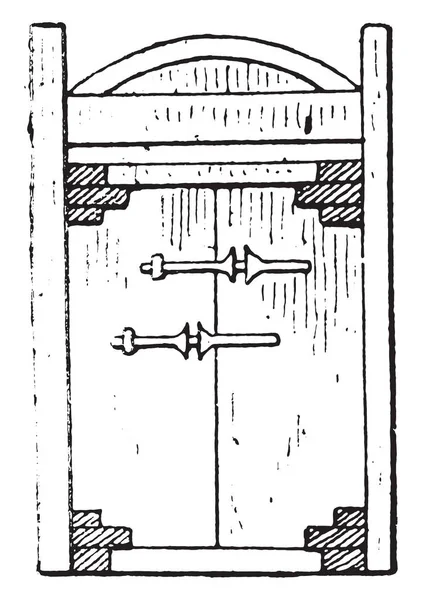 Египетская Дверь Винтажная Выгравированная Иллюстрация Частная Жизнь Античной Семьи 1881 — стоковый вектор