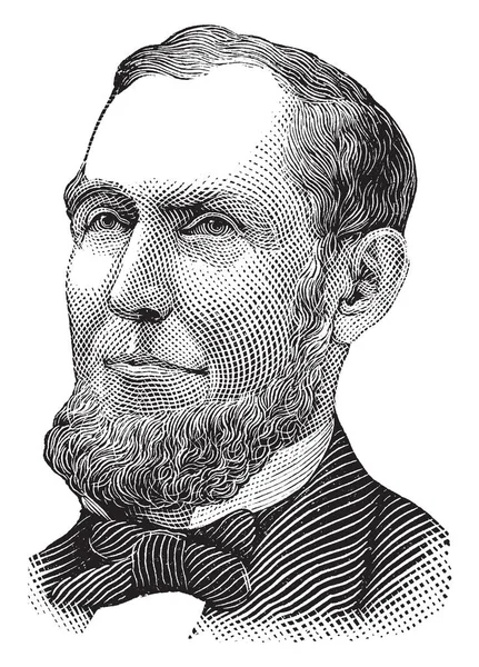 拉塞尔 1816 1906 他是美国金融家 铁路主管和来自纽约的辉格党政治家 复古线画或雕刻插图 — 图库矢量图片