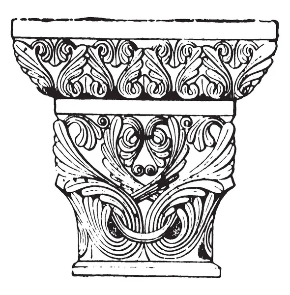 Capital Acanthus Spinosus Roman Arquitetura Folhagem Desenho Linha Vintage Gravura —  Vetores de Stock