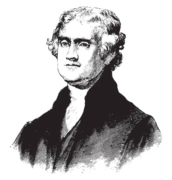 Thomas Jefferson 1743 1826 Était Père Fondateur Américain Auteur Principal — Image vectorielle