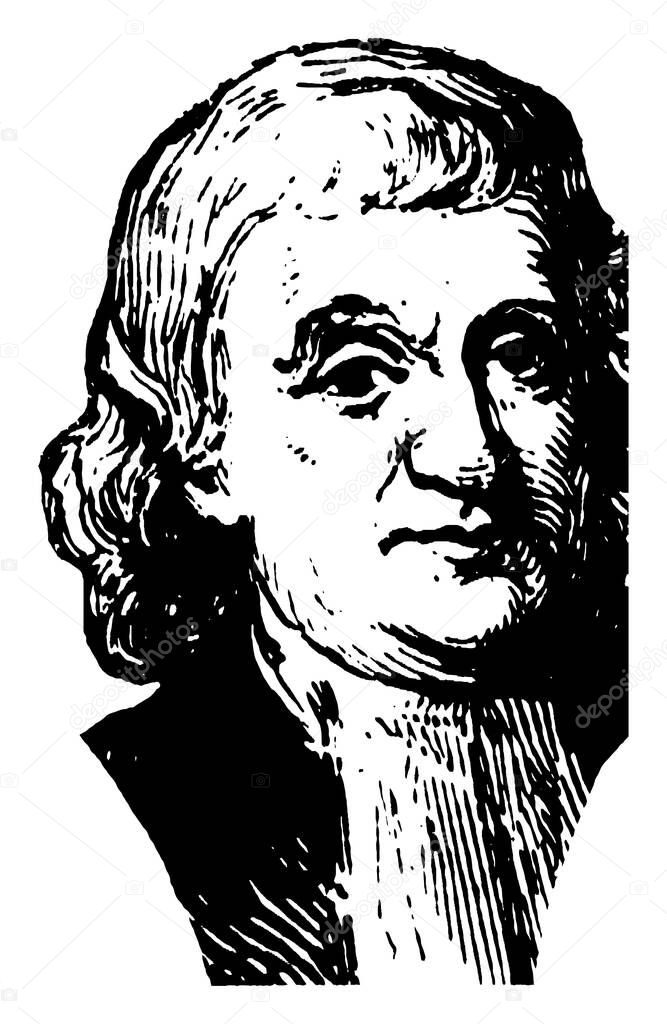 John Witherspoon, 1722-1794, he was a Scottish-American Presbyterian minister and a founding father of the United States, vintage line drawing or engraving illustration