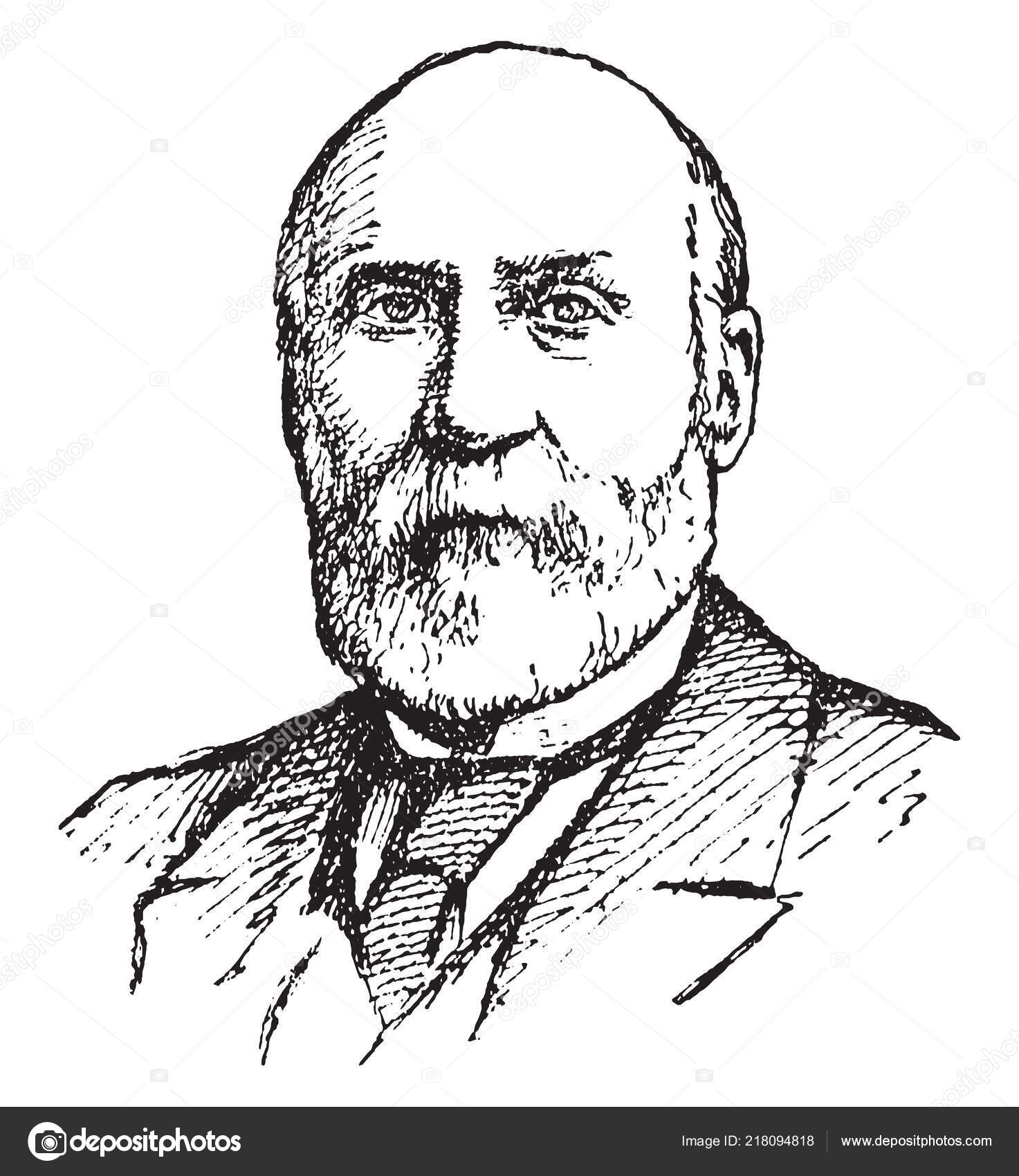 Charles Robinson 1818 1894 First Governor Kansas Vintage Line Drawing