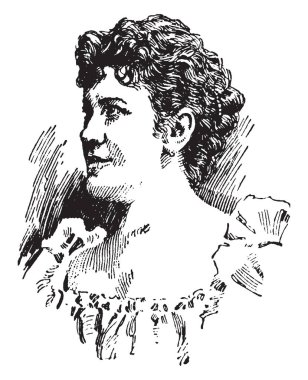 Lillian Nordica, 1857-1914, Avrupa ve onun yerel ülke, vintage çizgi çizme ve gravür illüstrasyon bir büyük sahne kariyeri olan bir ABD'li opera şarkıcısı olduğunu
