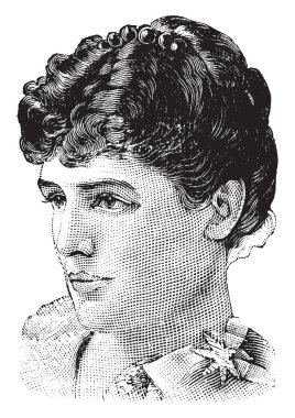 Jennie Churchill, 1854-1921, o bir ABD doğumlu İngiliz sosyetik, dergi editörü ve yetenekli Amatör piyanist, vintage çizgi çizme veya oyma illüstrasyon yapıldı.