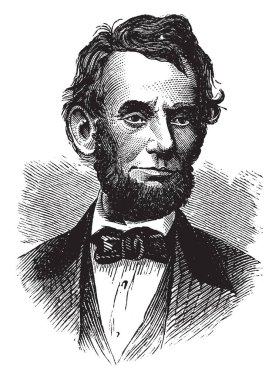 Abraham Lincoln, 1809-1865, o bir devlet adamı, avukat ve 1865 1861 kimden Amerika Birleşik Devletleri, vintage çizgi çizme veya oyma illüstrasyon on altıncı başkanı oldu