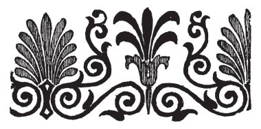 Bu desen, çizim için vintage veya oyma illüstrasyon voluted parşömenlere ile Anthemion.