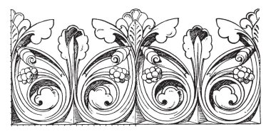 Gothic Cresting sınır sırt veya bir çatı, vintage çizgi çizme veya oyma illüstrasyon üstündeki bulunur.