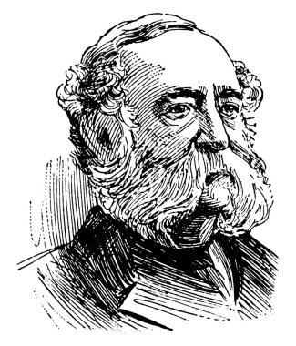 Wade Hampton, 1818-1902, o ABD Senatörü Güney Carolina ve Güney Carolina, vintage çizgi çizme veya oyma illüstrasyon Valisi oldu